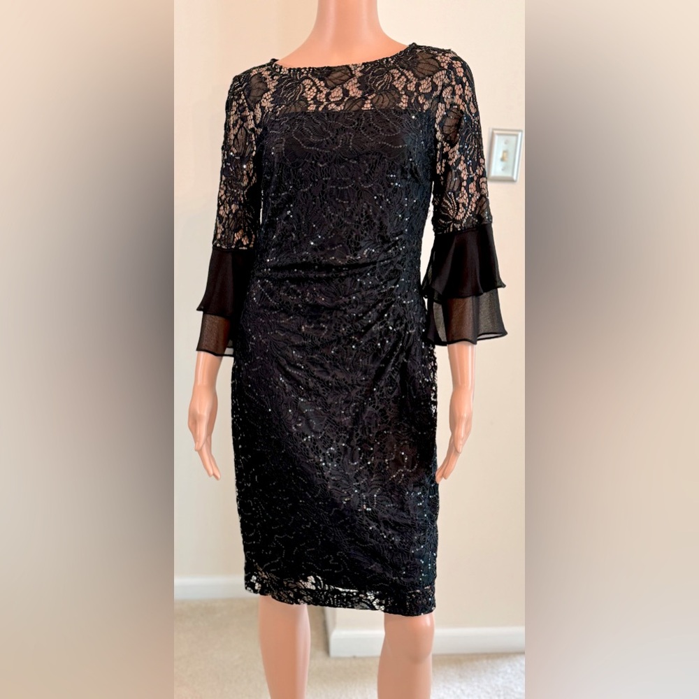 Ralph Lauren Lace Sequin Sparkle Glitzy Cocktail Evening Party Dress Size 4